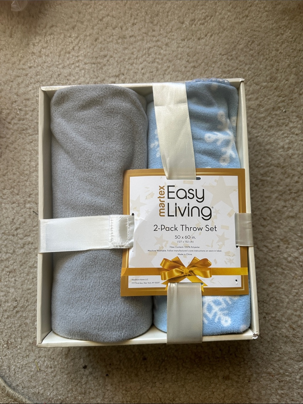 Martex Easy Living 2-Pack Throw Set - Gray & Light Blue